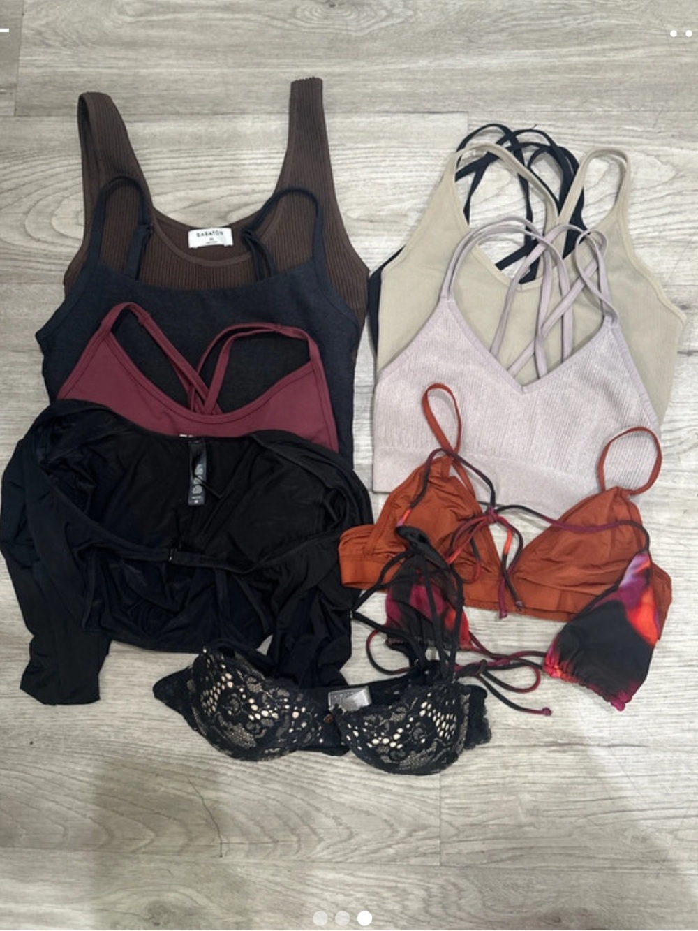 Assorted Women's Bralettes & Crop Tops - Brown, Black, Burgundy, Beige, Rust